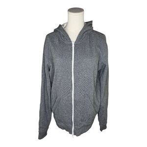 Vince Gray White Cotton Zip Up Hoodie Sweatshirt Women’s Size M